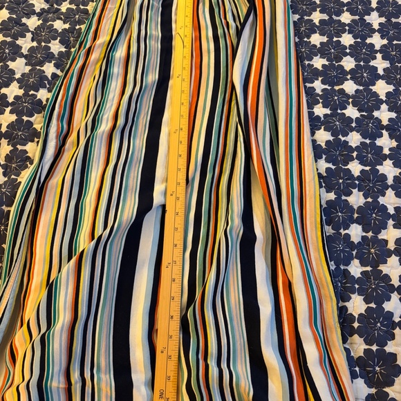 Women's Guilty size Large Rayon maxi dress stripes rainbow tropical colourful - Picture 6 of 8